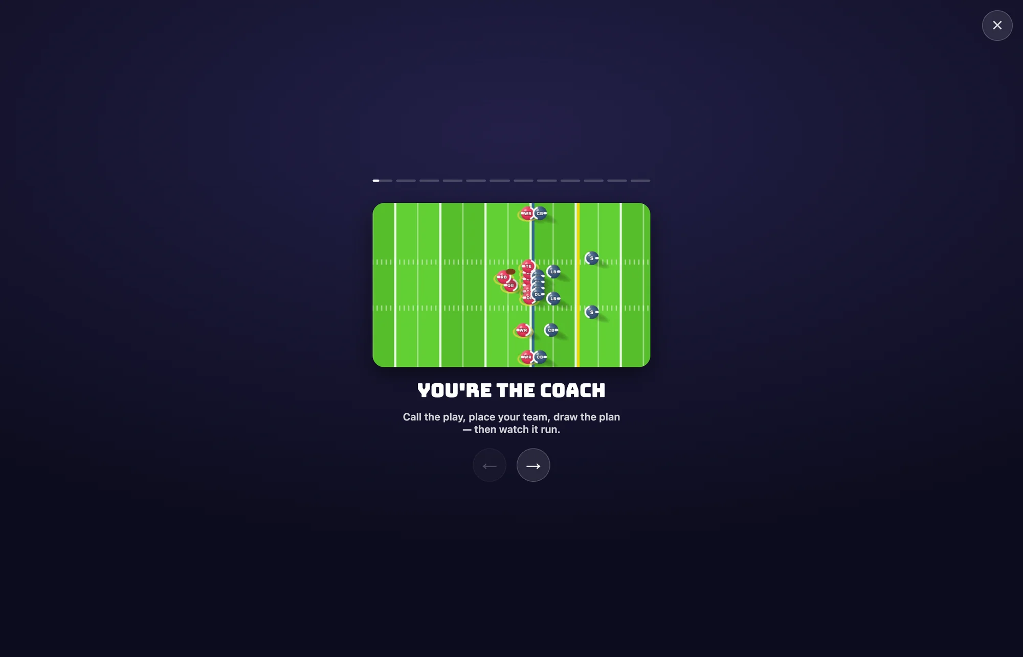 The Murica Bowl how to play screen reading you are the coach above a miniature field.